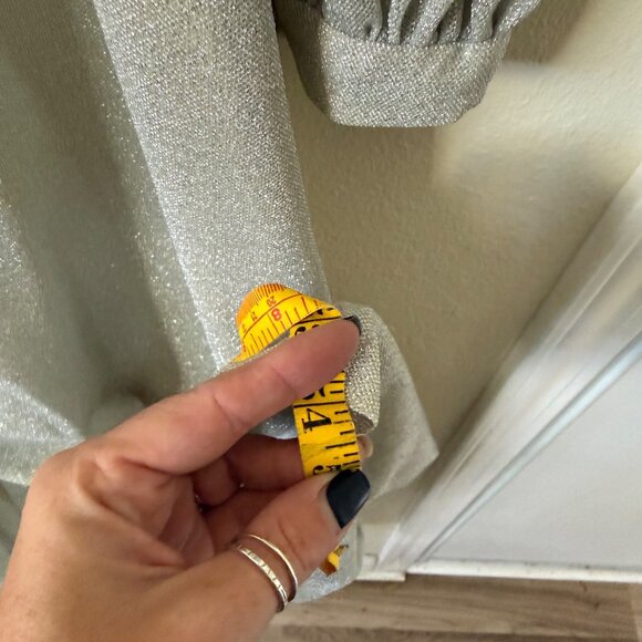 Vintage Long Silver Glitter Maxi Dress W/ High Neck & Balloon Sleeves Sz S/M - Picture 8 of 8